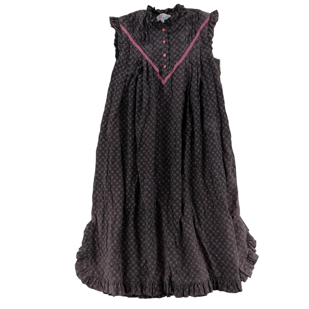 Vintage Hilda Hawaii Dress Womens M‎ Black Polka Dot Trapeze Midi Made In USA